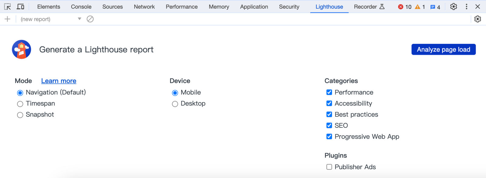 google pagespeed insights in chrome